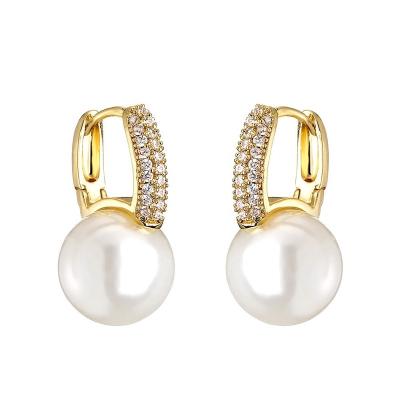 China CLASSIC Luxury French Pearl Earrings With Zircon Stud Earrings Jewelry For Women for sale