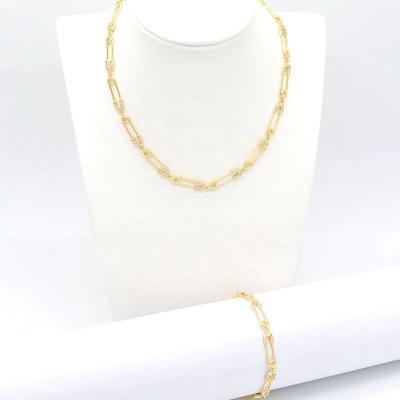 China TRENDY Fashion 18k Gold Plated Chain Pin Necklace Bracelet Jewelry Sets For Women for sale