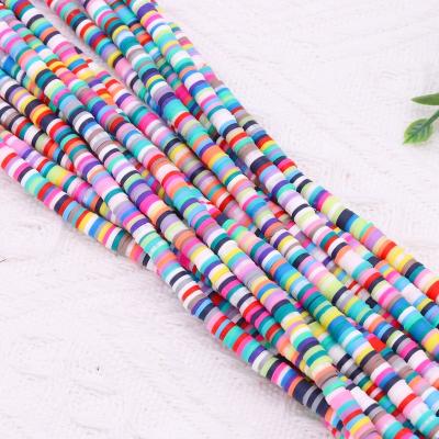 China Brass+ Zircons 4mm Flat Round Polymer Clay Beads Handmade Clay Beads For DIY Jewelry Making Bracelet Mixed Color for sale