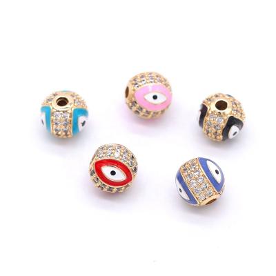 China Exquisite Brass Appearance Eye Charm Bracelet DIY Zirconia Stones Ball Charm Jewelry Accessories For Jewelry Making for sale