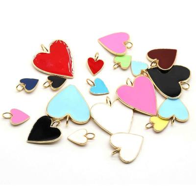 China Bisuteria Al Por Mayor China Enamel Exquisite Heart Pendant Colored Appearance Charms For DIY Jewelry Accessories for sale