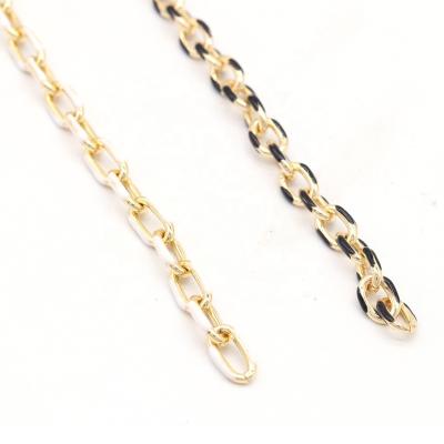 China Brass+ Zircons Fashion Jewelry Chain Enamel 18k Gold Plated Brass Chain For Necklace Making Findings for sale