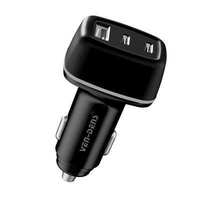 China Type-C QC3.0 USB C Car Phone Charger USB C Compatibility Car Charger OEM 3 USB Fast Charger Adapter Palladium 18w 20w Fast Charger for sale