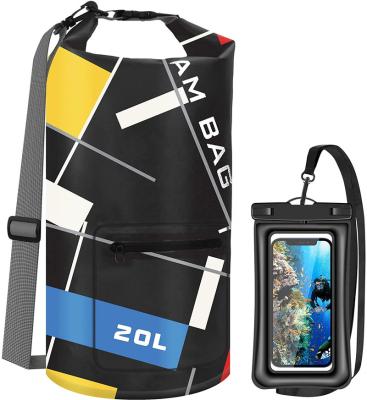 China Generous Capacity Professional Factory Dry Bags With Front Zippered Pocket 20L Cylinder Office Dry Bags For Outdoor Sport for sale