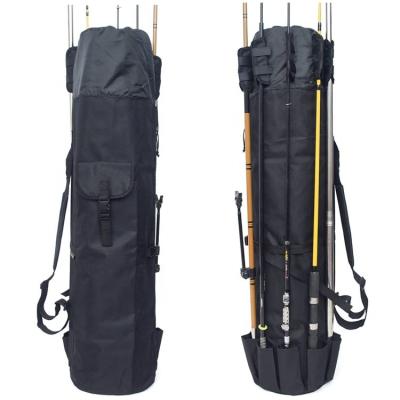 China Generous Capacity Fishing Multifunctional Camping Portable Holding 5 Rod Bags Outdoor Fishing Pole Holders Canvas Backpack Poles And Fishing Tackle for sale