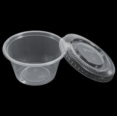 China With Lid 1 2 3 4 Ounce PP Air Tight Plastic Sauce Cup With Lid, Food Grade Sauce Cup Wholesale Customized Packing Container for sale