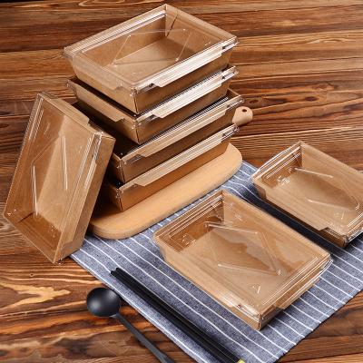 China Recycled Materials Wholesale Customized Salad Fruit Takeout Kraft Lunch Paper Box Packaging Box for sale