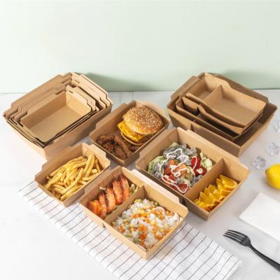 China Recycled Materials Restaurant Packing Catering Lunch Box Recycled Disposable Paper Food Container for sale