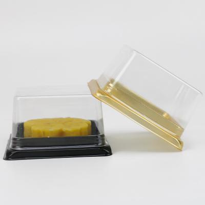 China Gold Recyclable Popular Black Cheap Square Clear Round Cake Packaging Box For Dessert Packaging for sale