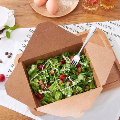 China Recyclable Disposable Salad Paper Rectangular Caterer Packed Wrapping Paper Bento Lunch Box for sale