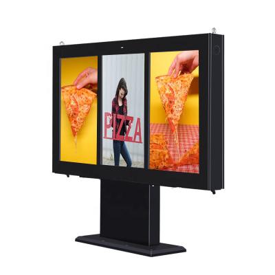 China 2022 New Arrival Multi Size Outdoor 55 Inch Triple Screen Customized Solution Outdoor LCD Panel Floor Standing Digital Signage for sale