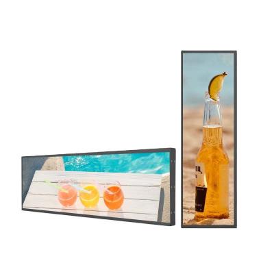 China Original Factory 37.2Inch Indoor Store Shelf Electronic Advertising Stretched Long Strip Bar LCD Ultrathin Screen Display for sale