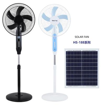 China Solar charging 16 inch solar fan outdoor charging power stand solar electric fan pedestal solar panel led light for sale