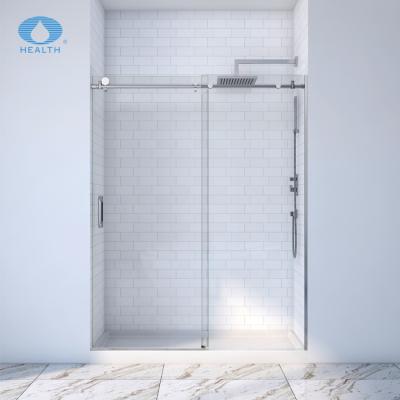 China Minimalist Custom Design 2 Panel Frameless Single Glass Bathroom Screen Sliding Shower Doors for sale