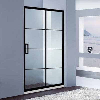 China Modern Matt Black Aluminum Frame Sliding Shower Door for sale