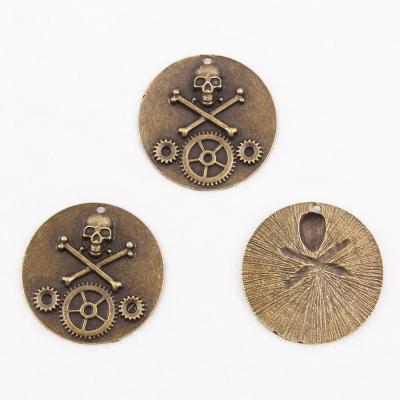 China ALLOY Antique Bronze Steampunk Skull Pendant Beads For Jewelry Charm for sale