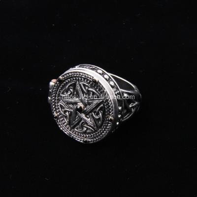 China ALLOY steampunk style gothic capsule ring with five star pattern for sale