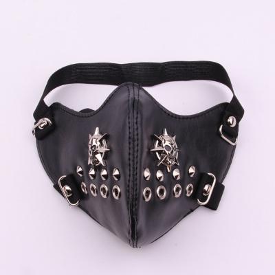 China New Festival Stuff PU Cool Mask Anti-dust Halloween Cosplay Sexy Mask Locomotive Cool Punk Leather Rivet Props Personality Fashion Riding Mask for sale