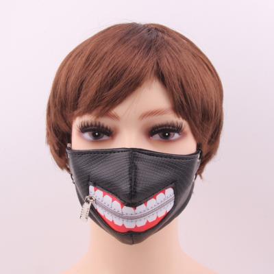 China New Carnival Stuff Festival Anti Pollution Knight Motorcycle Bike Riding Mask Zipper Personality Half Hip Black Face Cosplay Hops Leather for sale