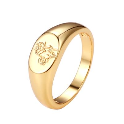 China Simple Pink Female Brass Gold Plated Ring Insati Ring Fashion Laser Flower Jewelry Hand Jewelry Flower Ring Indifferent Ring Real New for sale