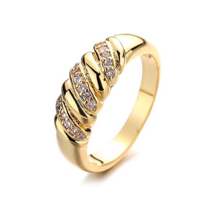 China Fashion New Hemp Rope Simple Crescent Ring Female High-end Threaded Insti Three-Dimensional Ring Fashionable Personality for sale