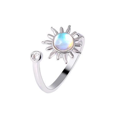 China Rotating Adjustable Moonstone Ring Fashion Women's open decompression simple classic sunflower fidgety person decompression frustration for sale