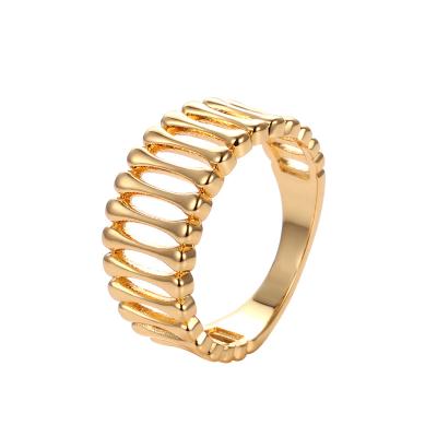 China Fashion Amazon Hot Selling 14k Gold Plated Ring Ins Silver Copper Bone Minimalist Ladies Vintage Up-to-date Ring for sale