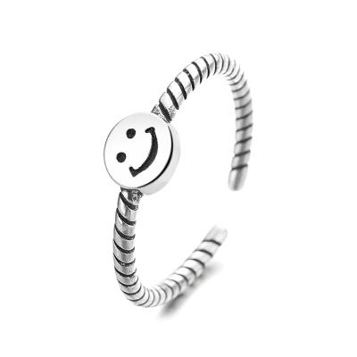 China Exquisite tidal CIS spiral retro ring fashion smiley face personality ring index simple open female pairs ring for sale