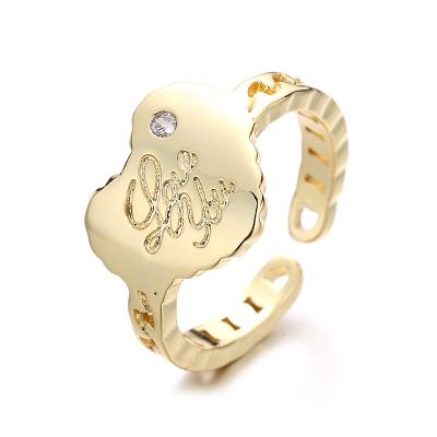 China New fashion simple Amazon love ring European creative peach female and American heart-shaped letter love you adjustable open ring for sale