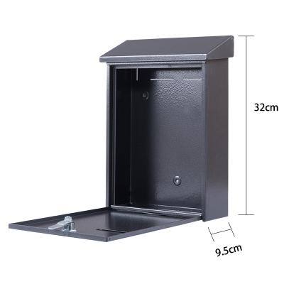 China Mail Parcel Service Box Mailboxes Small Outdoor Modern Black Metal Wall Mounted Mailbox Wall Mounted Residential for sale