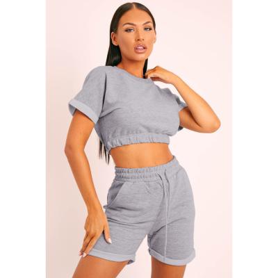 China Factory Wholesale Small MOQ Casual Women Matching Set QUICK DRY Crop Top Two Piece Set Women Clothing Short Two Piece Sets for sale