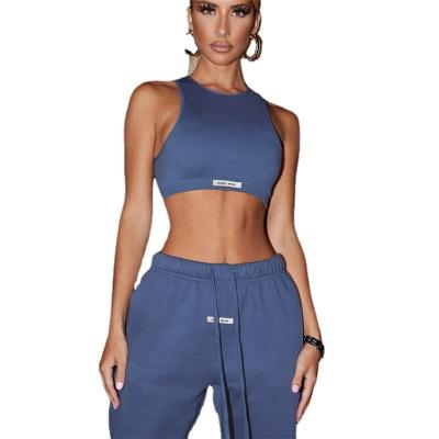 China 2022 Summer Women's Solid Color Breathable Custom Accept Two Piece Set Pit Strip Shorts Casual Set for sale