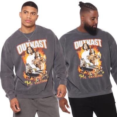 China OEM Men's Sweatshirt Anti-wrinkle Long Sleeve Plus Size 5XL Printing Oversized Hoodies Gray Fashion Men Pullover Sweatshirt Wholesale for sale