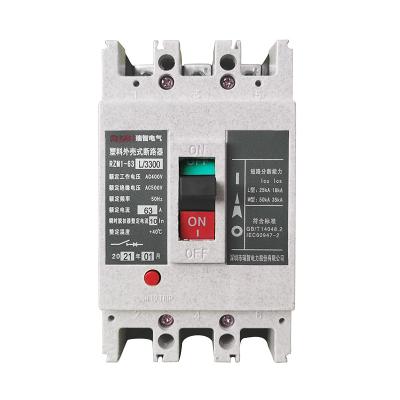 China Ruizhi Electrical Manufacturer Directly Sells AC Circuit Breaker RZM1-63A 3 pole-4 pole molded case air circuit breaker 25KA for sale