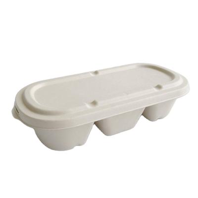 China Disposable Custom Packaging 1000ml 3 Compartment Lunch Box Biodegradable Sugarcane Bagasse Paper Pulp Disposable Takeout Food Containers for sale