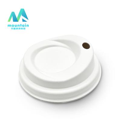 China Biodegradable Compostable Disposable Biodegradable Recyclable Sugar Cane Bagasse Cup Cover 80mm 90mm Coffee Paper Cup Lids for sale