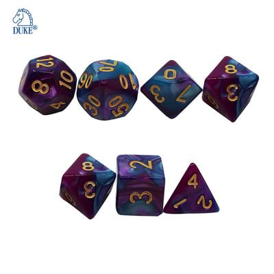 China Eco-Friendly Plastic Material Two Tone Polyhedral Role Playing Dice Set for sale