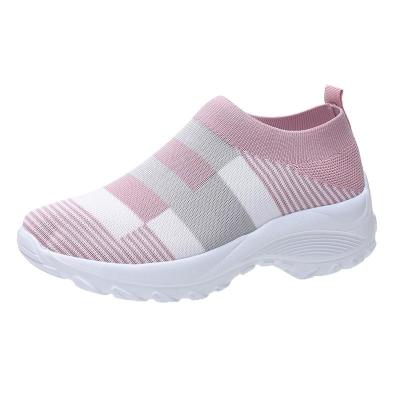 China Cushioning Fly Woven Women's Shoes Fashion Socks Sports Shoes Breathable Casual Shoes Soft Bottom Light for sale