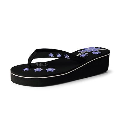 China Cushioning 2021 Women Shape Summer High Heel Slippers Flip Flops Slipper Wedge Platform Beach Shoes Sandals for sale