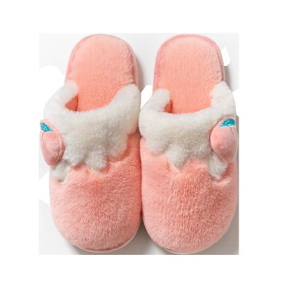 China Wholesale Women's Cheap Lightweight Cotton Home Slippers Thick Bottom Lovely Winter Indoor Household With Warm Plush Slippers for sale