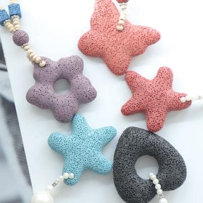 China Hot Selling Natural Chakra CLASSIC Yoga Heart Star Flower Butterfly Shape Lava Necklace Round Stone Beads Fashion Jewelry With Fragrance for sale