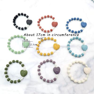 China Vintage Relaxation Yoga 7 Chakra Heart Lava Stone Beaded Anxiety Aromatherapy Essential Oil Diffuser Healing Couple Bracelet for sale