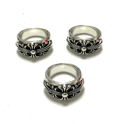 China Cross Vine Wholesale Thai Silver Mens Personality Hiphop Jewelry Vintage 925 Punk Ch Silver Ring for sale