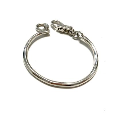 China Custom Jewelry 925 Sterling Silver Universal Smooth Snake Round Bangle Basic Chain Bracelet Loop Stick Design for sale