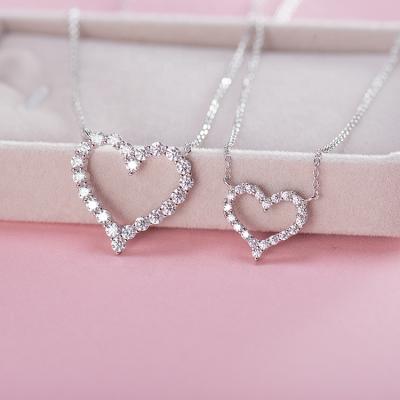 China The Latest Women's Jewelry Valentine's Day Gift Love Heart Romantic Zircon Woman's Pendant 925 Sterling Silver Necklace for sale