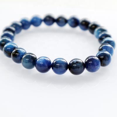 China Wholesale CLASSIC Sapphire Couple Round Bead Handmade Kyanite Chakra Gemstone Stretch Bracelets with Charms for sale