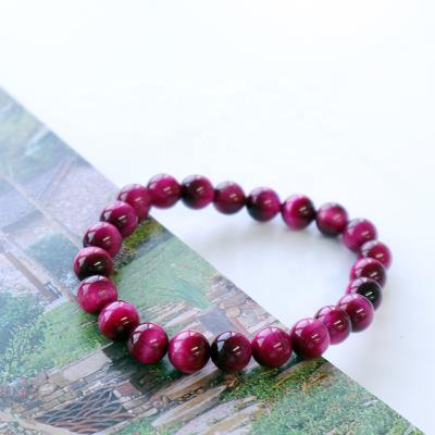 China CLASSIC Mens Pink Tiger Eye Custom String Bracelet Pink Round Beads Jewelry Womens DIY Handmade Charm for sale