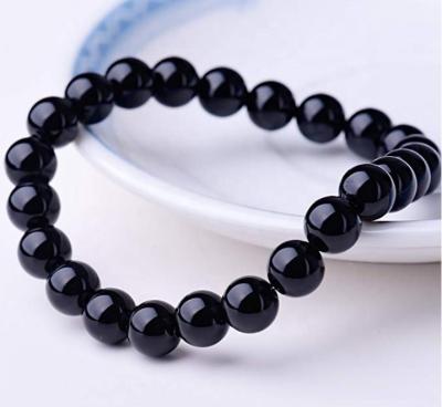 China Color Play or Semi Precious Black Onyx Gemstones 8mm Gorgeous Natural Fire Healing Crystal Stretch Beaded Bracelet Unisex for sale