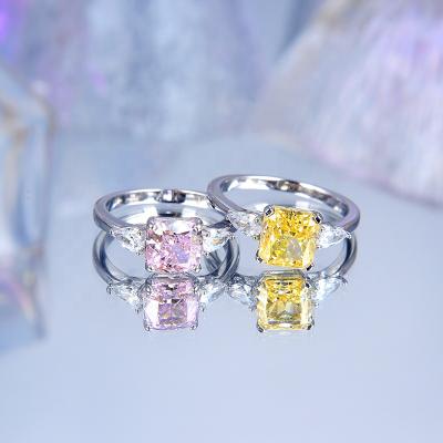 China Hot Sale Fashion Yellow&Pink Zircon S925 Sterling Silver Top Quality New Design Ring For Gift for sale