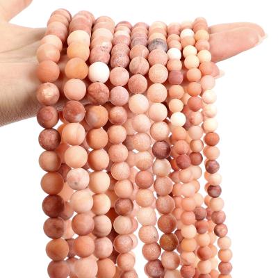 China Stone Frosted Pink Aventurine Stone Beads Natural Round Stone Beads Loose Beads For Jewelry Making Handmade Diy Bracelets for sale